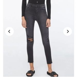 Rag & Bone Ashy Black Distressed Hi Rise Skinny Jeans Size 29